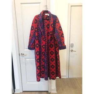 Vintage Western Print Full Length Fleece Robe